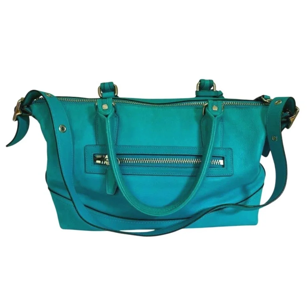 Coach‎ Legacy Molly Satchel 21132 Robin's Egg Blue Turquoise Leather Tassel Boho